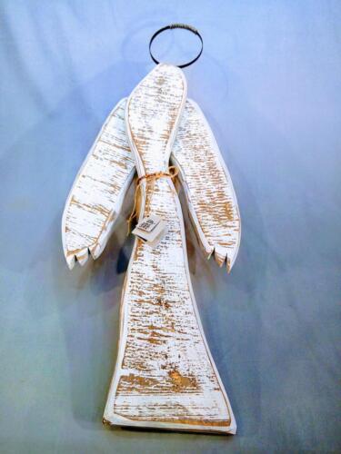 A4, závěsný anděl bílý, staré opracované dřevo, kovová hlava, měděný opasek, d - 35 cm, v - 92 cm - 850 Kč